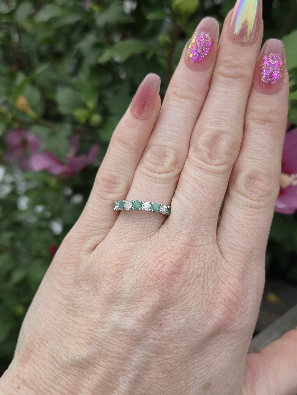 Sterling Silver Emerald Stack Ring
